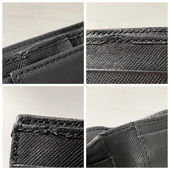 Prada black Tessuto nylon triangle logo medium trifold snap wallet vintage - Picture 6 of 12